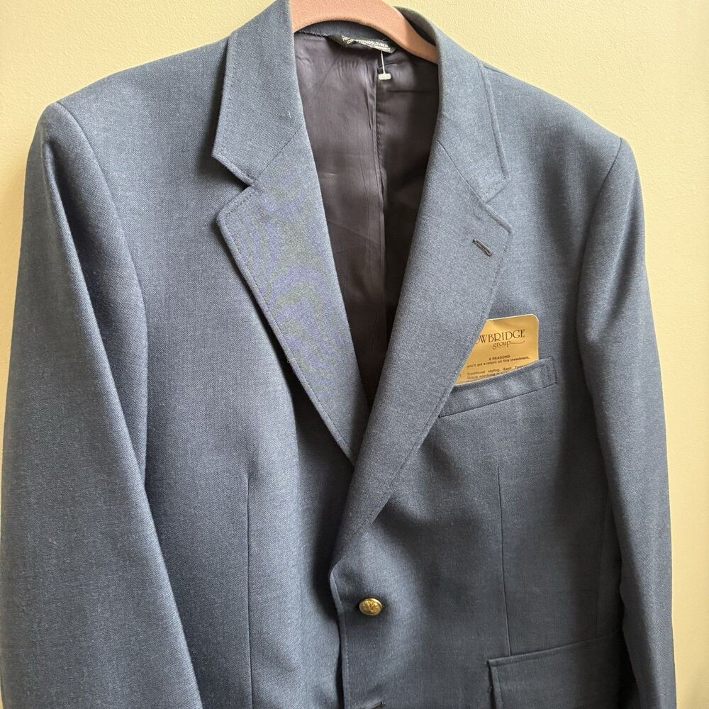 The Towbridge Group Men's Blue Wool Blend Blazer Jacket Gold Buttons Size 42R